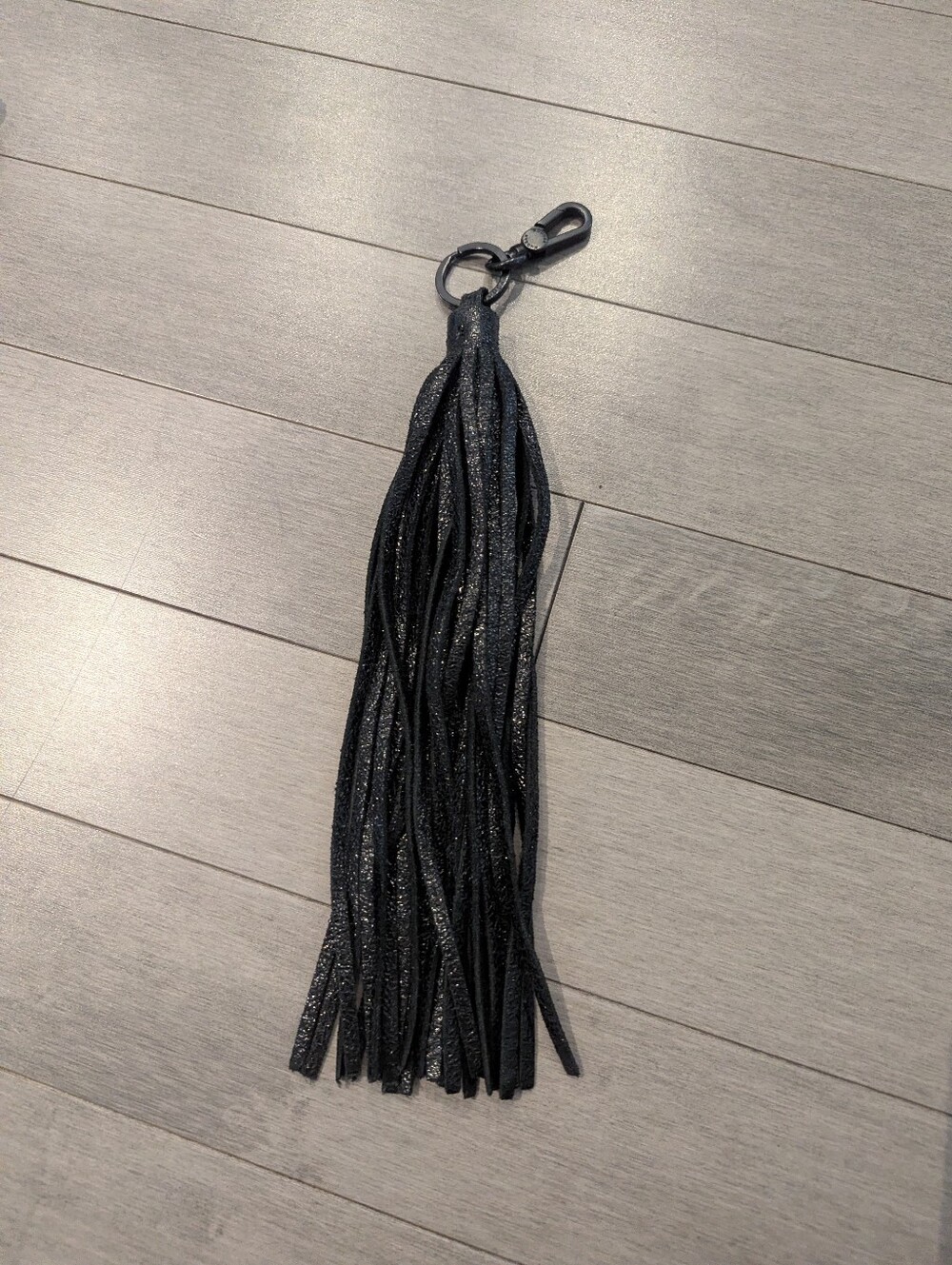 RUDSAK Black Glitter Tassel Keychain Charm